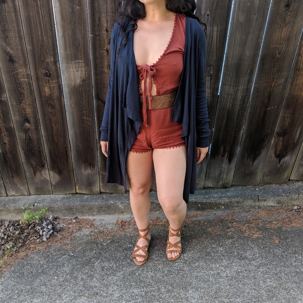 Vince. drape front navy cardigan